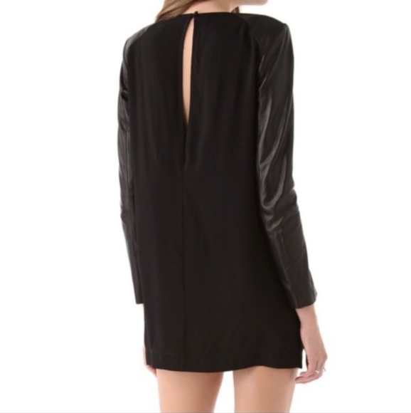 Mason By Michelle Mason Color block Purple Dress With Lambskin Leather Arms - Picture 4 of 11